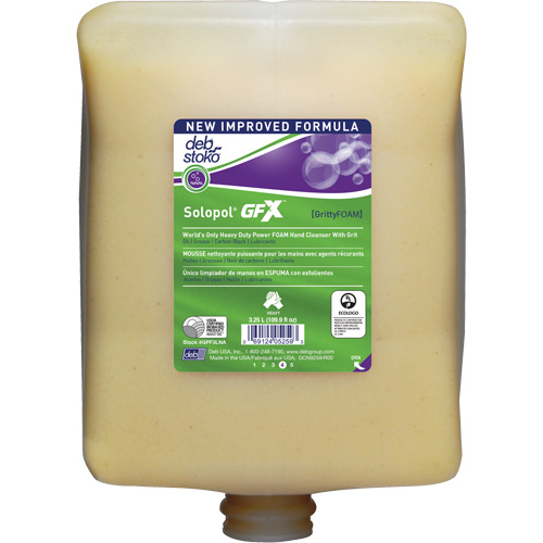 Nettoyant &agrave; mains Solopol GFX, Liquide, 3,25 L, Cartouche en plastique, Parfum&eacute; Brunswick Fyr & Safety