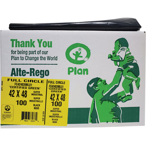 Full Circle Super Industrial Garbage Bags, Biodegradable, X-Strong, 48" L x 42" W, 1.5 mils Thick Brunswick Fyr & Safety