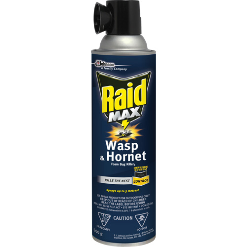 Mousse insecticide contre les gu&ecirc;pes et les frelons Raid Max, 500 g, Canette a&eacute;rosol, &agrave; base de solvant Brunswick Fyr & Safety