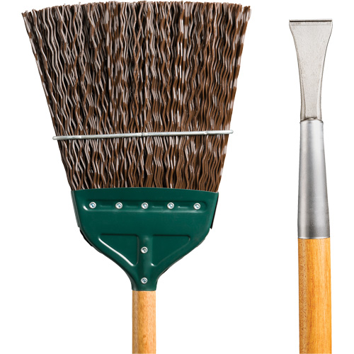 Track & Switch Broom with Heavy-Duty Forged Chisel, Wood Handle, Polypropylene Bristles, 55" L Brunswick Fyr & Safety