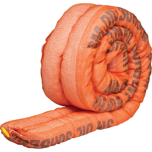 Barri&egrave;re de pollution absorbante double pour produits p&eacute;troliers, Huile seulement, 10' lo x 4" la, Absorption 36,8 gal Brunswick Fyr & Safety