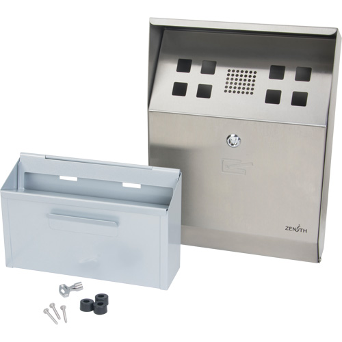 Cendrier, Montage mural, Acier inoxydable, Capacit&eacute; 1.6 Litres, Hauteur 13-4/5" Brunswick Fyr & Safety