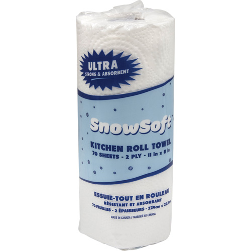 Essuie-tout pour cuisines de premi&egrave;re qualit&eacute; Snow Soft, 2 Pli, 70 Feuilles/rouleau, 8" la, 11" lo Brunswick Fyr & Safety