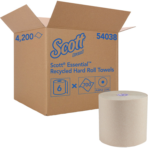 Essential 100% Recycled Brown Hard Roll Towels, 1 Ply, Standard, 700' L Brunswick Fyr & Safety