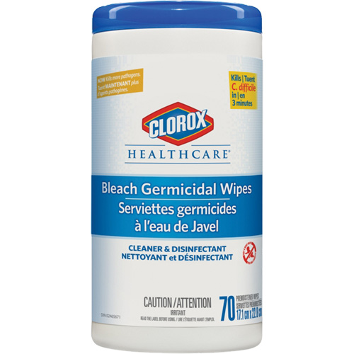 Lingettes d&eacute;sinfectantes &agrave; l'eau de Javel Healthcare, 70 lingettes Brunswick Fyr & Safety
