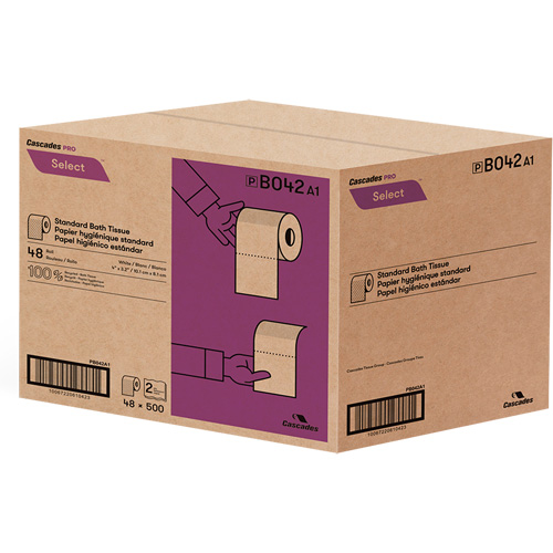 Pro Select&reg; Toilet Paper, 2 Ply, 500 Sheets/Roll, White Brunswick Fyr & Safety