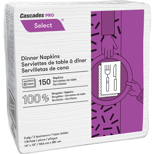 Pro Select&reg; 1/8 Fold Dinner Napkin, 2 Ply, 15" x 16" Brunswick Fyr & Safety