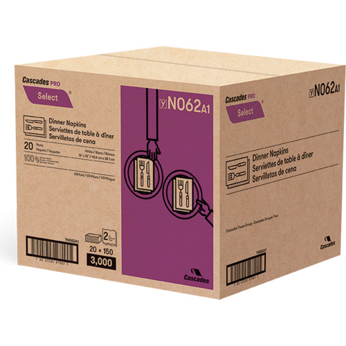 Pro Select&reg; 1/8 Fold Dinner Napkin, 2 Ply, 15" x 16" Brunswick Fyr & Safety