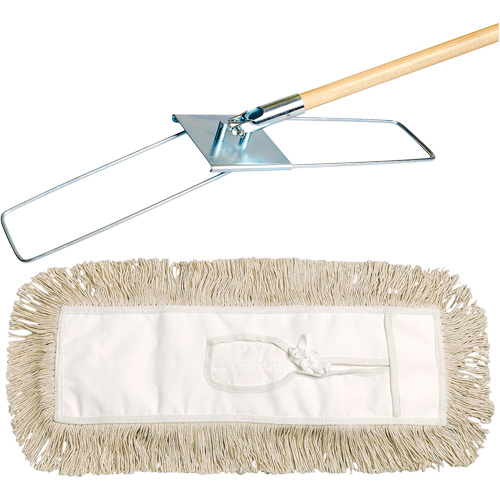 Break-Ezy Dust Mop System, Tie-On Style, Cotton, 48" L x 3-1/2" W Brunswick Fyr & Safety
