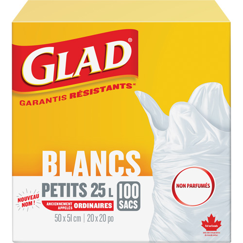 Petits sacs &agrave; ordures 25 L sans parfum, R&eacute;gulier, 20" la x 20" lo, Blanc Brunswick Fyr & Safety