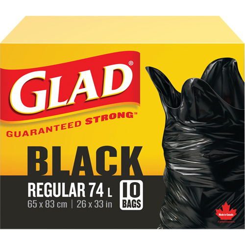 74L Garbage Bags, Regular, 26" W x 33" L, Black Brunswick Fyr & Safety
