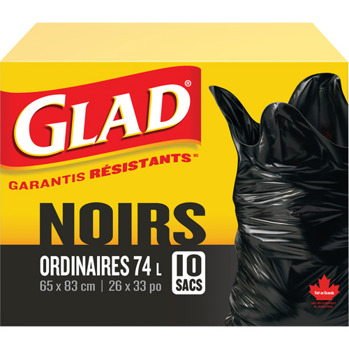74L Garbage Bags, Regular, 26" W x 33" L, Black Brunswick Fyr & Safety