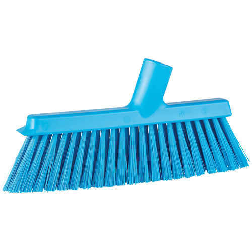 Dustpan Broom with Angled Thread, Medium Bristles, 10", Polyester, Blue Brunswick Fyr & Safety