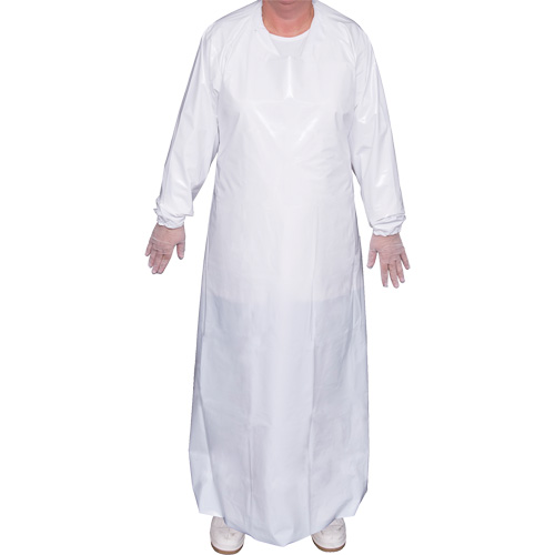 Top Dog 6 Mil. Gown, X-Large, White, Polyurethane Brunswick Fyr & Safety