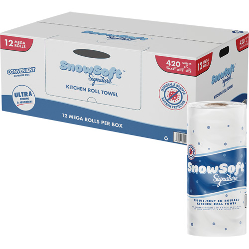 Snow Soft Signature Kitchen Towel Roll, 2 Ply, 420 Sheets/Roll, 4.5" W, 11" L Brunswick Fyr & Safety