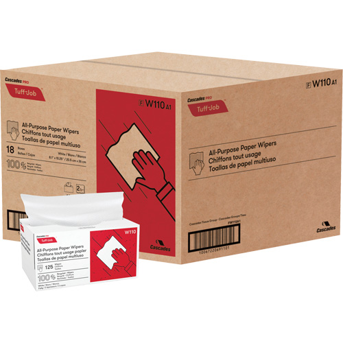 Pro Tuff-Job&reg; Single-Fold Pop-Up Paper Wipers, All-Purpose, 10-1/4" L x 8" W Brunswick Fyr & Safety