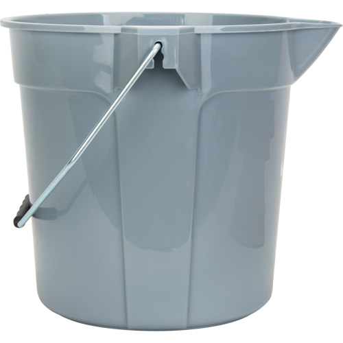 Round Bucket with Pouring Spout, 2.64 US Gal. (10.57 qt.) Capacity, Grey Brunswick Fyr & Safety