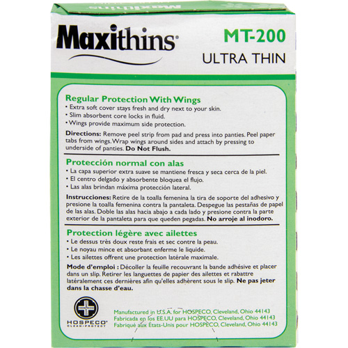 Serviettes Maxi Maxithins ultra minces avec ailes Brunswick Fyr & Safety