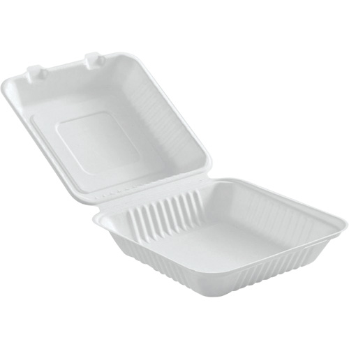 Compostable Hinged Food Containers, Bagasse, Square Brunswick Fyr & Safety