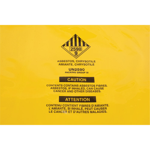 Doublures pour d&eacute;chets dangereux, Amiante, 40" lo x 26" la, 3 mils Brunswick Fyr & Safety