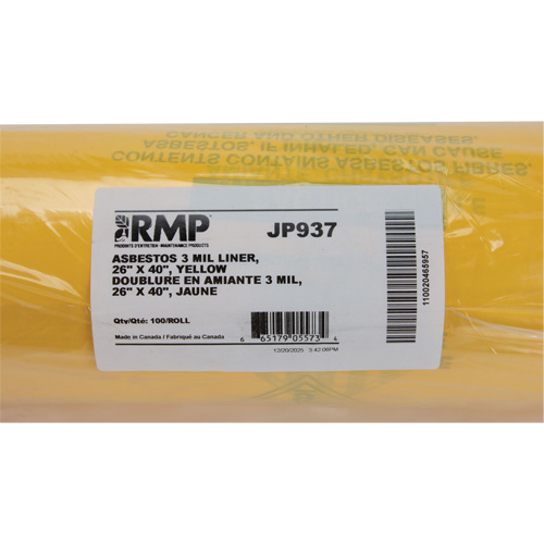 Doublures pour d&eacute;chets dangereux, Amiante, 40" lo x 26" la, 3 mils Brunswick Fyr & Safety