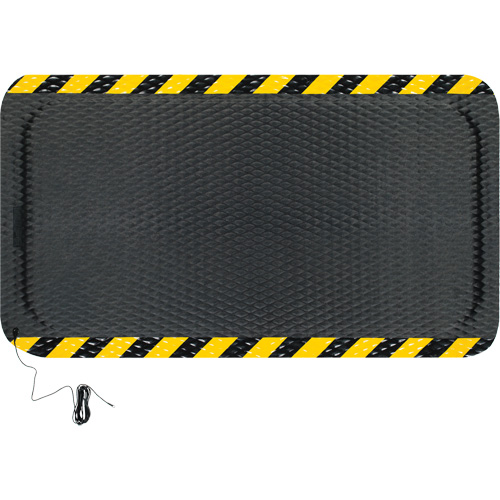 Ensemble de tapis conductible Hog Heaven, 3' la x 5' lo, 7/8" &eacute;paisseur, Noir/Jaune, Nitrile Brunswick Fyr & Safety