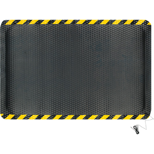 Ensemble de tapis conductible Hog Heaven, 4' la x 6' lo, 7/8" &eacute;paisseur, Noir/Jaune, Nitrile Brunswick Fyr & Safety