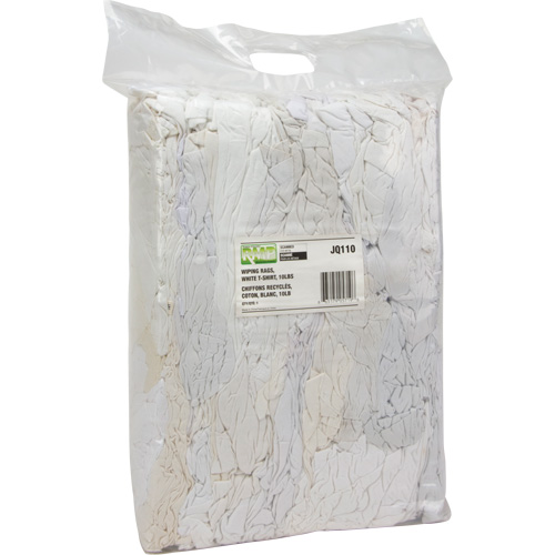 Recycled Material Wiping Rags, Cotton, White, 10 lbs. Brunswick Fyr & Safety