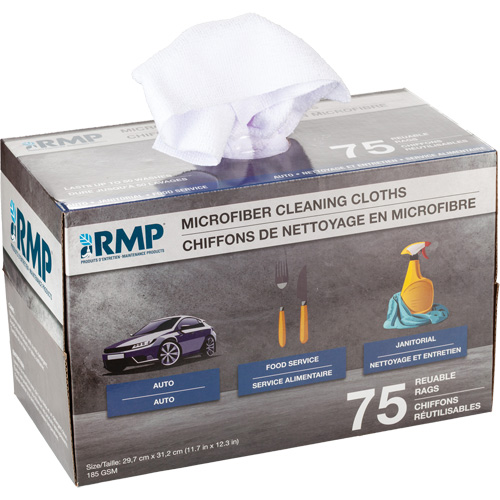 Washable Cleaning Cloths, Microfibre, White Brunswick Fyr & Safety