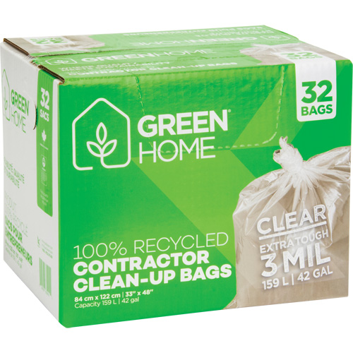 Green Home Garbage Bags, Strong, 33" W x 48" L, 3 mils, Clear, 159 L (42 Gal.) Capacity Brunswick Fyr & Safety