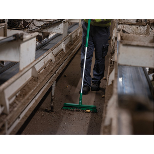 Push Broom Head, Fine/Stiff Bristles, 16-1/2", Polyester/Polypropylene, Green Brunswick Fyr & Safety