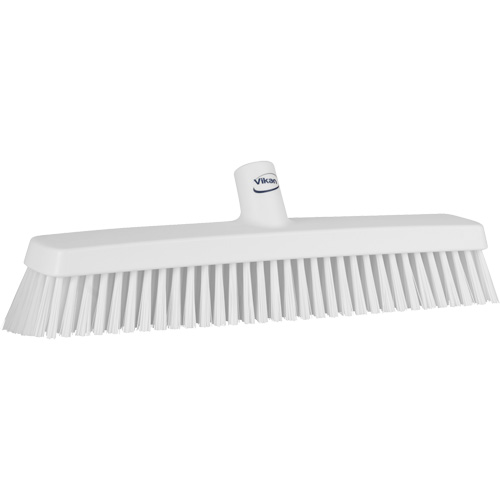 Push Broom Head, Fine/Stiff Bristles, 16-1/2", Polyester/Polypropylene, White Brunswick Fyr & Safety