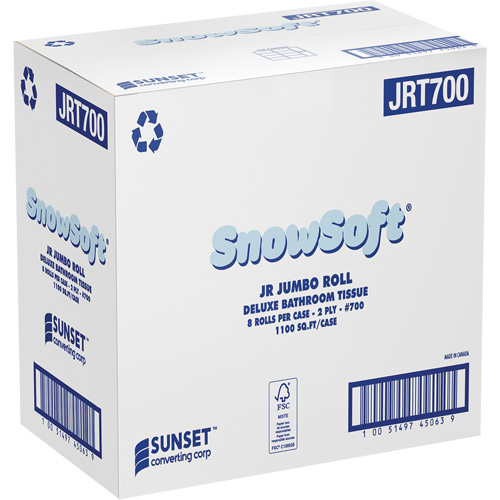 Snowsoft Deluxe Bathroom Tissue, Jumbo Roll, 2 Ply, White Brunswick Fyr & Safety