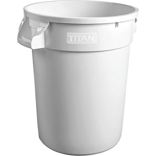 White Titan Heavy-Duty Garbage Container, Plastic, 32 US gal. Brunswick Fyr & Safety