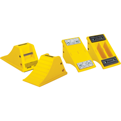 All-Terrain Wheel Chocks, Urethane, Yellow, 8-1/2" W x 15-1/2" D x 8-1/4" H Brunswick Fyr & Safety