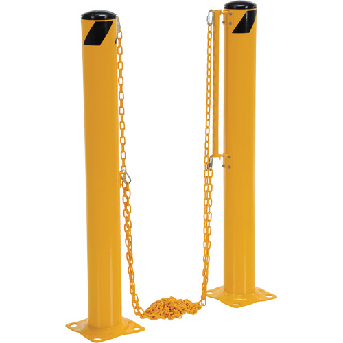 Syst&egrave;me de bornes de protection et chaînes pour quai, Acier, 42" h x 6-5/8" la, Jaune Brunswick Fyr & Safety