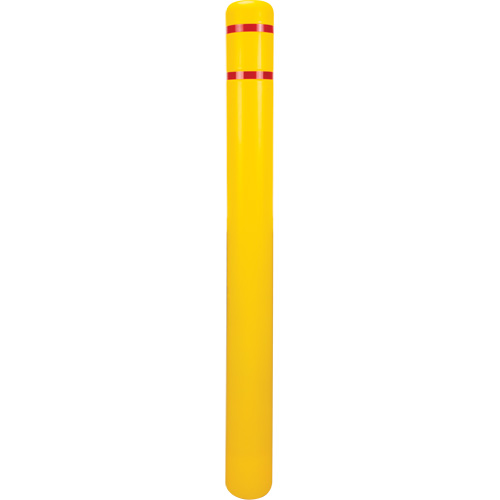 Capuchon en poly&eacute;thyl&egrave;ne pour borne de protection, 4-1/2" dia. x 52" l, Rouge/Jaune Brunswick Fyr & Safety
