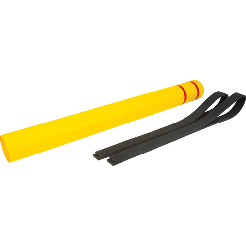 Capuchon en poly&eacute;thyl&egrave;ne pour borne de protection, 4-1/2" dia. x 52" l, Rouge/Jaune Brunswick Fyr & Safety