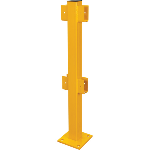 Poteau en ligne pour garde-corps l&eacute;gers, Acier, 42" h, Jaune s&eacute;curit&eacute; OSHA Brunswick Fyr & Safety