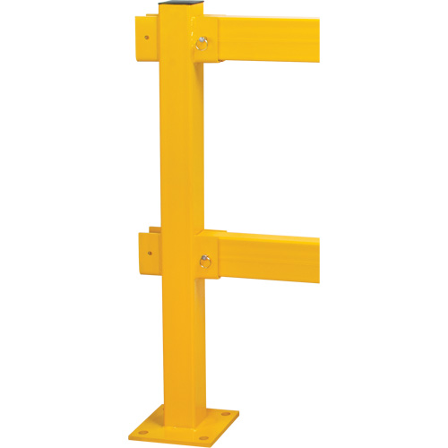 Poteau en ligne pour garde-corps l&eacute;gers, Acier, 42" h, Jaune s&eacute;curit&eacute; OSHA Brunswick Fyr & Safety