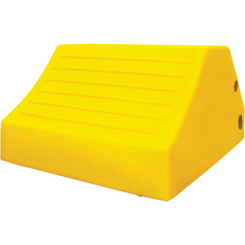 165 Ton Large Equipment Wheel Chock with Handle & Hole, Urethane, Yellow Brunswick Fyr & Safety