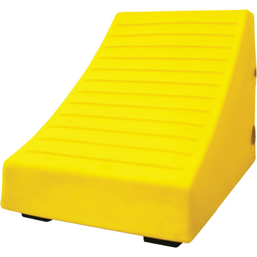 400 Ton Large Equipment Wheel Chock with Handle & Hole, Urethane, Yellow Brunswick Fyr & Safety