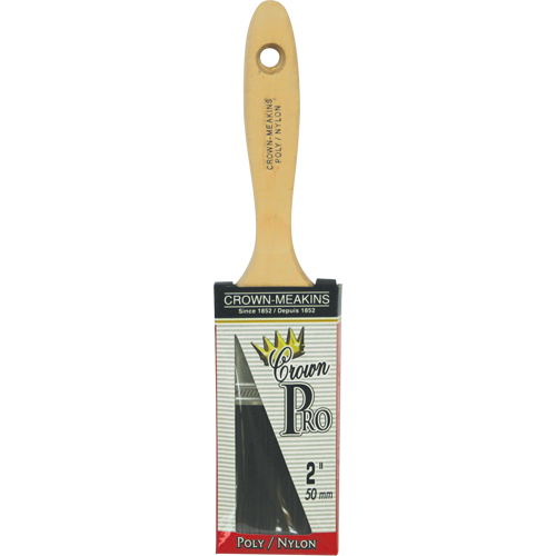 Straight Pro Paint Brush, Poly/Nylon, Wood Handle, 2" Width Brunswick Fyr & Safety