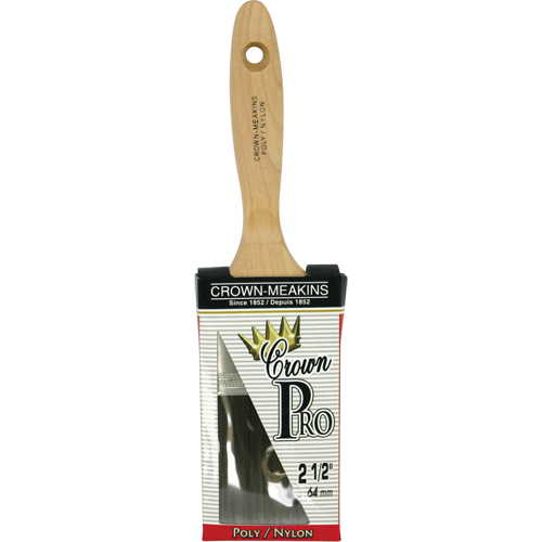 Crown Pro Angular Paint Brush, Poly/Nylon, Wood Handle, 2-1/2" Width Brunswick Fyr & Safety