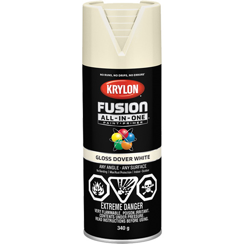 Peinture &agrave; pulv&eacute;riser tout en un Fusion, Blanc Dover, Brillant, 12 oz, Canette a&eacute;rosol Brunswick Fyr & Safety