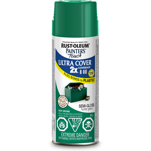 Peinture &agrave; pouvoir couvrant &eacute;lev&eacute; Painter's Touch, Vert chasseur, Semi-brillant, Canette a&eacute;rosol Brunswick Fyr & Safety