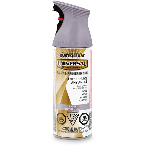 Universal&reg; Enamel Paint & Primer In One, Silver Lilac Purple, Satin, Aerosol Can Brunswick Fyr & Safety