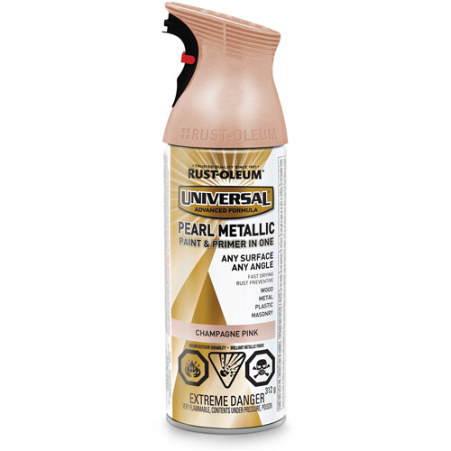 Couche de fond et rev&ecirc;tement perl&eacute; &agrave; vaporiser Universal, Rose champagne, M&eacute;tallique, Canette a&eacute;rosol Brunswick Fyr & Safety