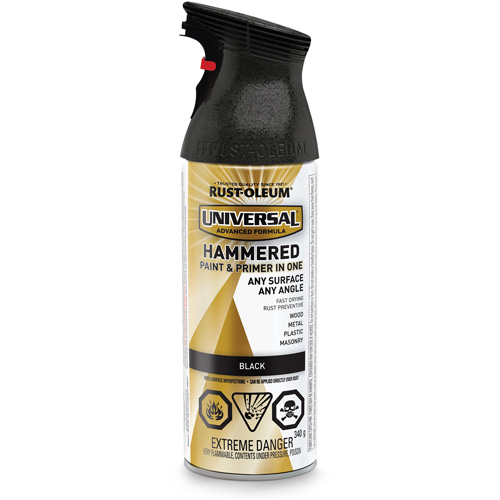 Universal&reg; Paint & Primer In One Spray Paint, Black, Hammered, Aerosol Can Brunswick Fyr & Safety