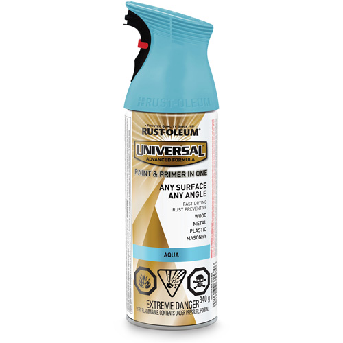 Universal&reg; Enamel Paint & Primer In One, Aqua Blue, Satin, Aerosol Can Brunswick Fyr & Safety